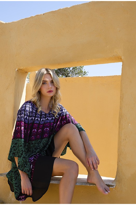 PONCHO SHORT MANDALA PRIMITIF IND/SIA